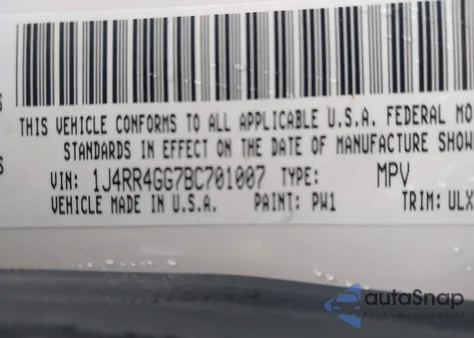 2011 Jeep Grand Cherokee Laredo из США, поврежденный, VIN 1J4RR4GG7BC701007